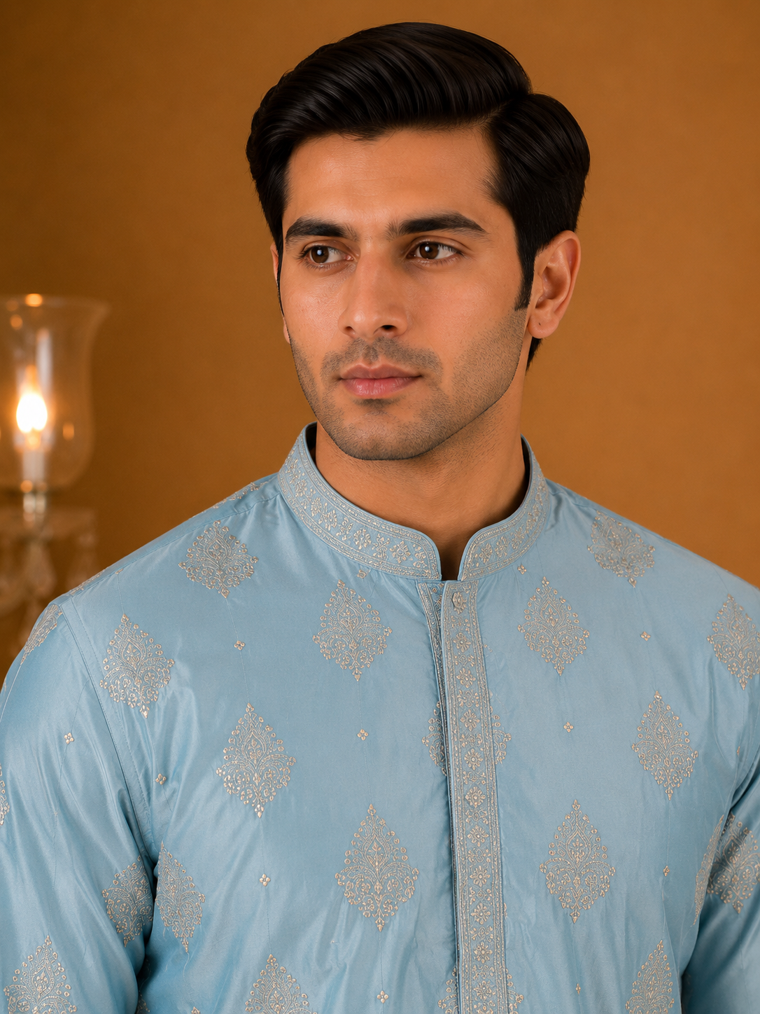 Blue Embroidered Kurta Set with Dupatta