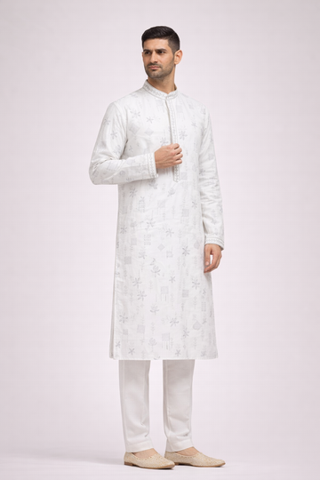 Ivory Elegance Embroidered Kurta Set