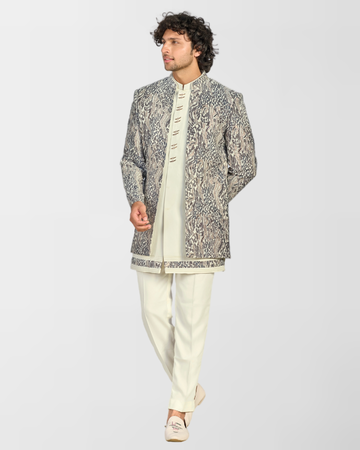 Cream Indo-Western with Embroidery Work