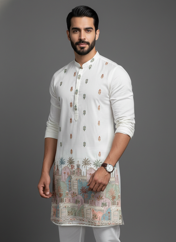 Royal Garden Ivory Kurta Set