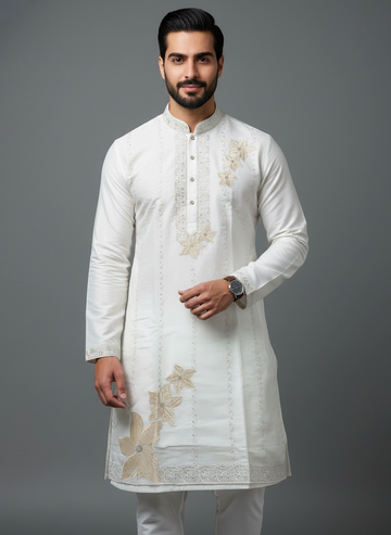 Ivory Floral Elegance Kurta Set