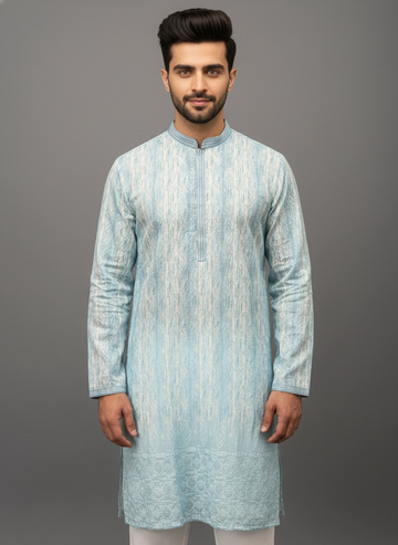 Blue Textured Elegance Kurta Set
