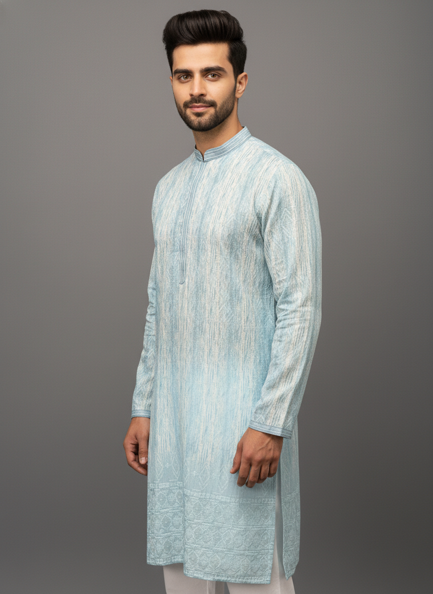 Blue Textured Elegance Kurta Set