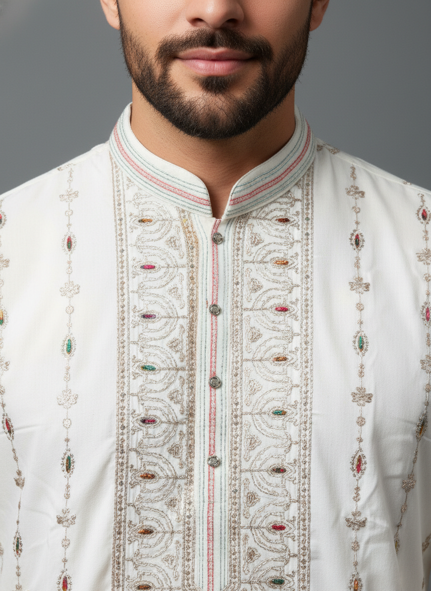 Ivory Heritage Embroidered Kurta Set