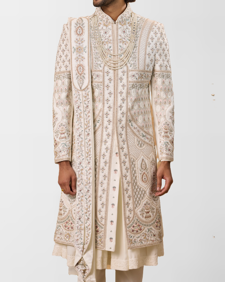 Ivory Heritage Hand-Embroidered Royal Sherwani