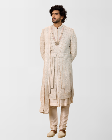 Ivory Royal Layered Sherwani Set
