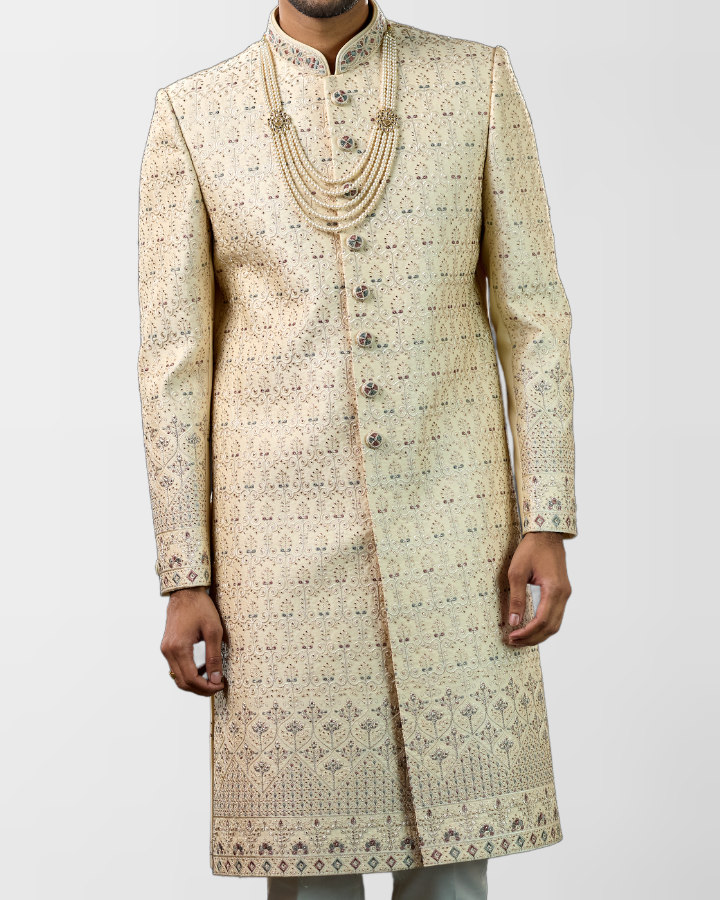 Ivory Classic Hand-Embroidered Sherwani