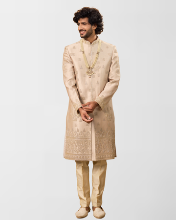 Champagne Gold Hand-Embroidered Sherwani
