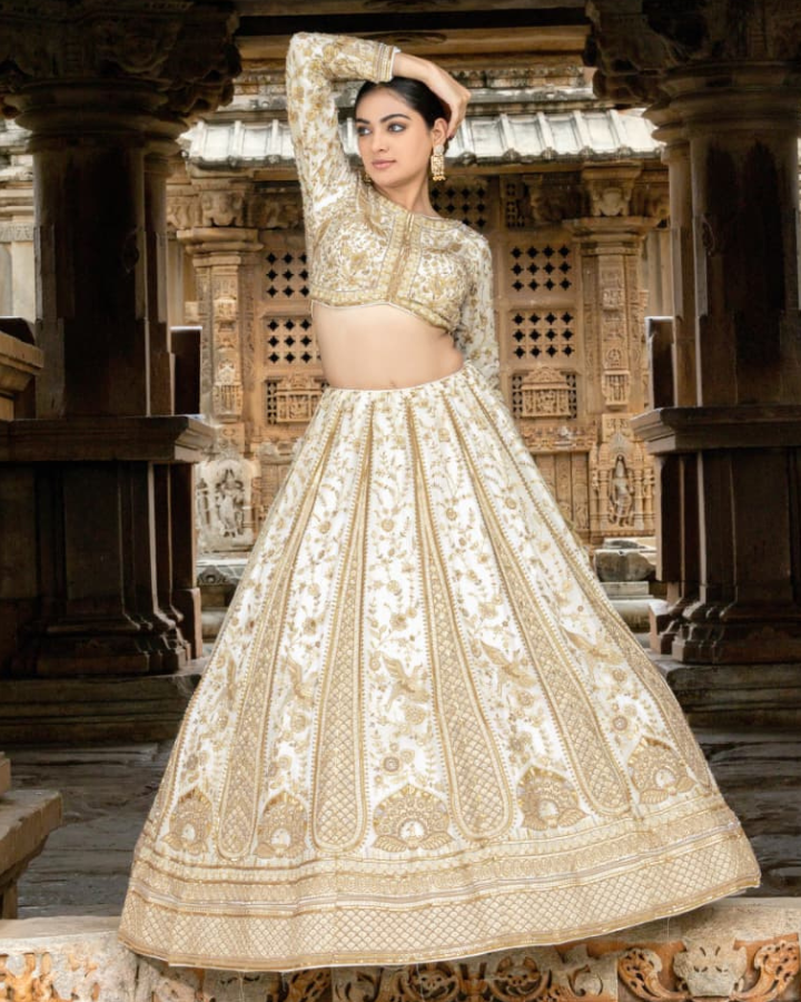 Ivory Gold Embroidered Lehenga Choli Set
