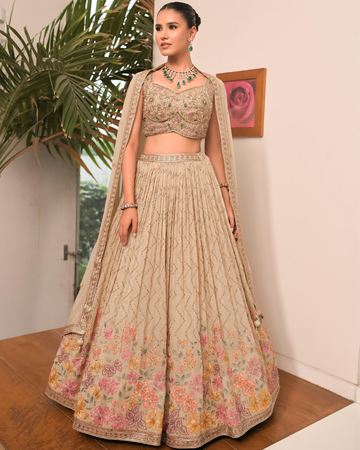 Designer Pastel Floral Embroidered Lehenga Choli